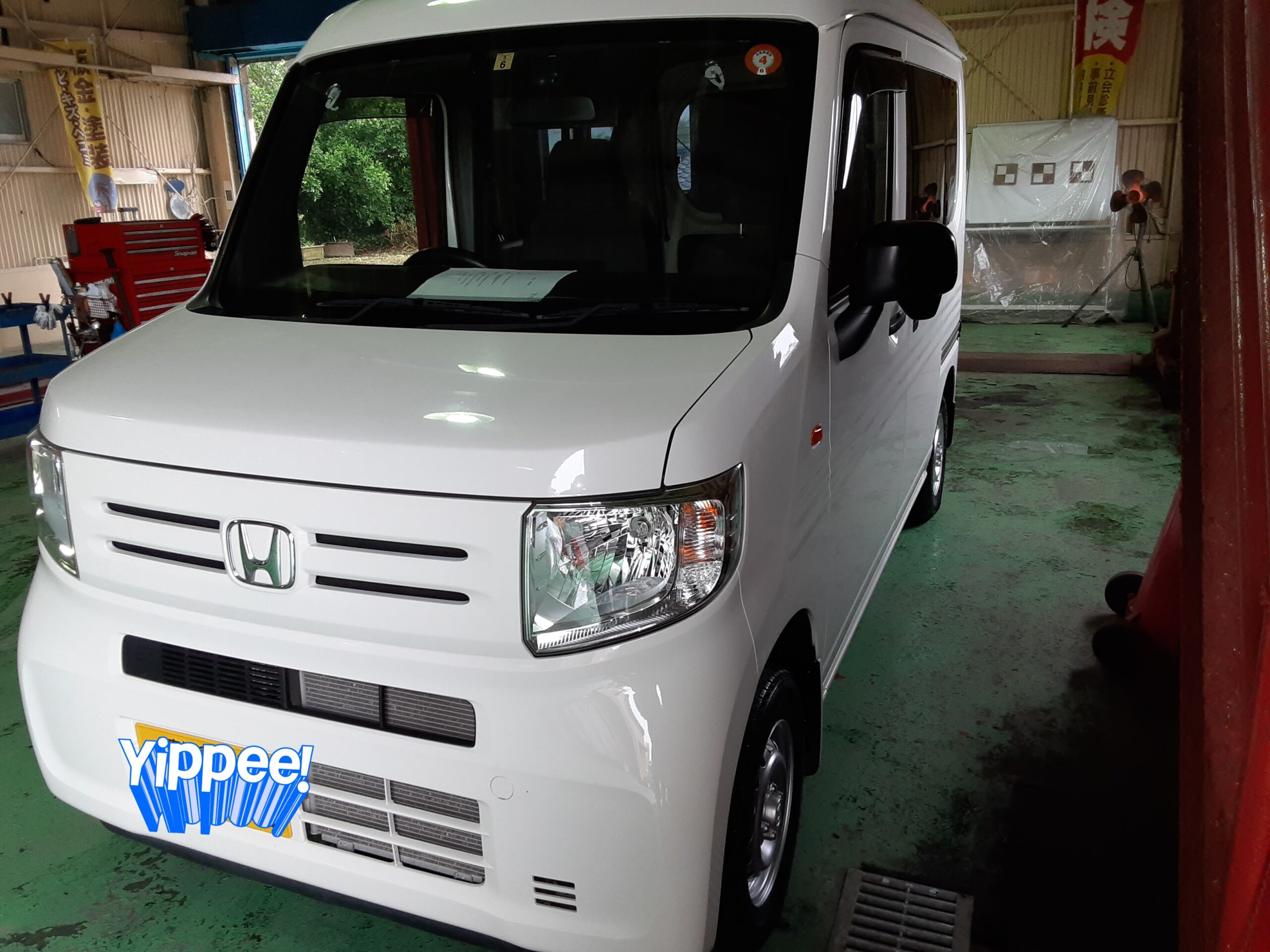ホンダ Nバン 下塗り防腐塗装 マフラー耐熱防腐塗装 車の車検 修理 板金 種子島民間車検工場 南星
